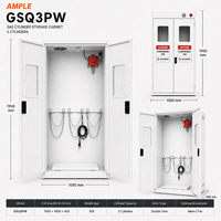 Armoire de stockage pour 3 bouteilles de gaz en acier blanc avec rampe de chargement, personnalisable OEM ODM pour laboratoire, usine, entrepôt, approvisionnement B2B