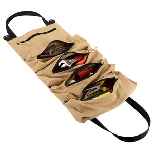 Custom Heavy Duty Canvas Tool Roll Up Bag Car Back Seat Organizer