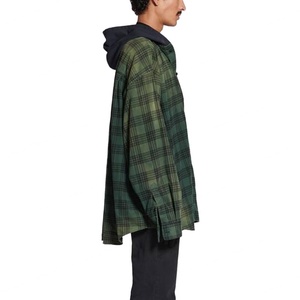 เสื้อฮู้ดแฟชั่นคลาสสิกสไตล์ยูนิเซ็กซ์  โลโก้แบบกำหนดเอง  ทรงโอเวอร์ไซส์ สีเขียวและดำ ผ้าสักหลาดลายตารางยืดได้ - Product Image 2