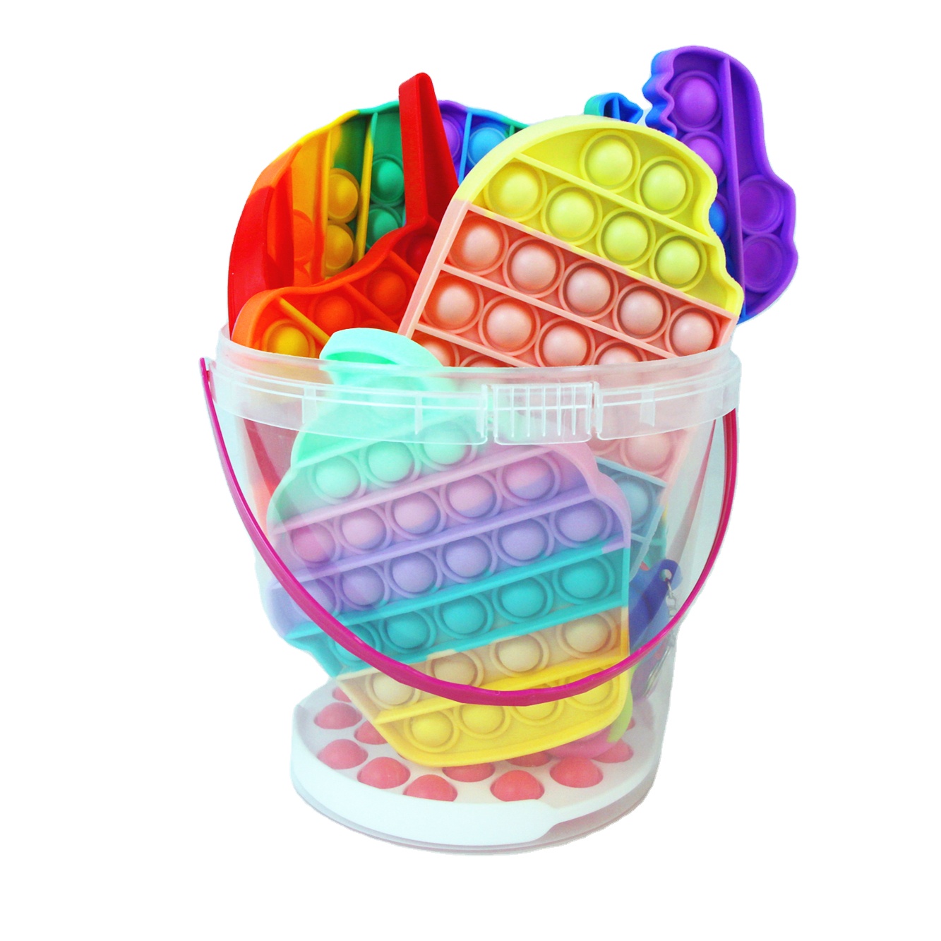 Фиджет-Поппер, игрушечный пакет, набор для попрыгивания пузырьков с прозрачной коробкой, ведро
