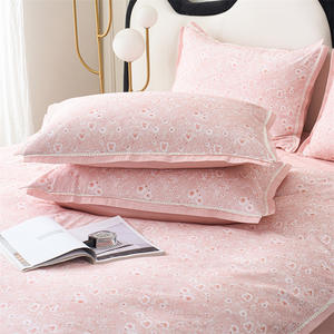 Parure de lit en coton brossé Duoximeimiankang, 4 pièces, style princesse rose, respirante, pour l'automne et l'hiver - Product Image 4