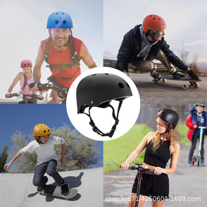 Casque de skateboard, taille réglable, casque de vélo unisexe pour enfant, couleur unie avec aérations - Product Image 4