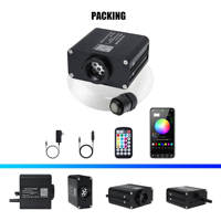 Kit de plafonnier étoilé RVBW 16W pour voiture et maison, avec fibres optiques à effet scintillant et sonore, et fibres à éclairage terminal