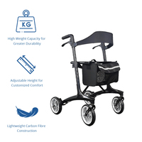 Déambulateur en fibre de carbone Relaxsmith CR3001 certifié CE avec frein à disque, léger et réglable en hauteur, pour les soins aux personnes âgées à l'hôpital