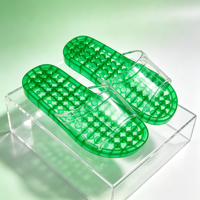 Sandales de douche massantes pour femme, à bout ouvert, en cristal transparent, anti-dérapantes, durables, pour intérieur/extérieur