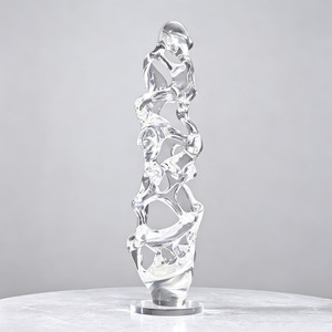 CP025 Escultura Abstracta Moderna <span class=keywords><strong>de</strong></span> Resina Epoxi Resistente a los Arañazos, Adorno Transparente <span class=keywords><strong>de</strong></span> Doble Bucle Retorcido para Vestíbulo <span class=keywords><strong>de</strong></span> Espacios Públicos - Product Image 3