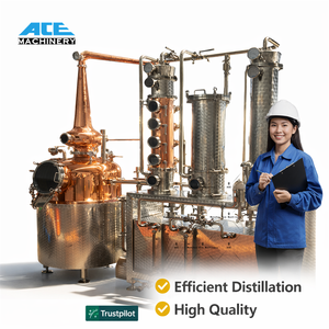 Alambic à alcool en cuivre de 500 L pour la fabrication de rhum, brandy, gin, whisky et bière avec contrôle PLC - Product Image 4