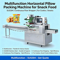Machine d'emballage horizontale multifonctionnelle pour snacks et biscuits, ensacheuse à flux continu, scelleuse SUS304