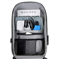 Sac à dos pour ordinateur portable avec chargement USB, en nylon imperméable, logo personnalisé, fermeture éclair double, compartiment pour ordinateur, grand sac à dos de voyage pour ordinateur portable