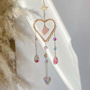 روز الكوارتز شكل قلب صائد الشمس نافذة معلقة صائد الشمس صانع قوس قزح الزجاج سحر تاج الزفاف تذكارية - Product Image 3