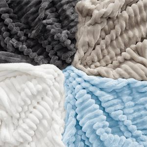 Korean Style Portable 100% Polyester Microfiber Striped <b>Blanket</b> Simple Design Thickened Warm Nap Sofa Air Conditioning Use - Product Image 6