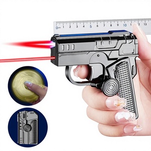 TH651 <span class=keywords><strong>Briquet</strong></span> créatif pliable et déformable en forme <span class=keywords><strong>de</strong></span> pistolet, avec lumière laser et fonction gyroscopique <span class=keywords><strong>de</strong></span> décompression, alimenté au butane, design moderne et minimaliste - Product Image 1