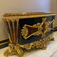 Ensemble de meubles de bureau de luxe de style baroque royal, meubles de bureau à domicile de haute qualité, ensemble complet de bureaux et de chaises en bois sculpté