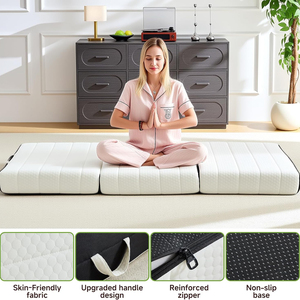 Matelas pliable Matelas en mousse à mémoire de forme pliable en trois parties 4 pouces <span class=keywords><strong>Lit</strong></span> pliable portable pour invités, yoga, salon, camping - Product Image 5