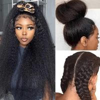 Perruque en cheveux humains 100% naturels, Lace HD sans colle, prête à porter, pré-épilée, cheveux indiens Kinky Straight, couleur naturelle