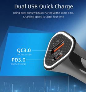 อะแดปเตอร์ที่ชาร์จในรถยนต์38W พอร์ตคู่ USB ปลั๊กเสียบ PD ชาร์จเร็วกล้องโทรศัพท์มือถือสมาร์ท USB C อะแดปเตอร์ชาร์จในรถ - Product Image 4