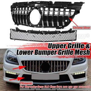 Car Front Grille Black Upper+Lower Bumper Hood <b>Mesh</b> <b>Grill</b> <b>for</b> Mercedes <b>for</b> Benz SLK Class R172 200 250 350 2012-2016 Front <b>Grill</b> - Product Image 1