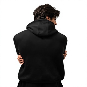 Sudadera con Capucha Negra para Hombre, Color Sólido, Corte Regular, Diseño Casual con Bolsillos, 100% Algodón French Terry, Ropa de Otoño - Product Image 3