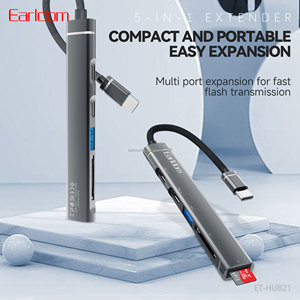 ฮับ USB-C รุ่นใหม่ Earldom 5-IN-1 พร้อมพอร์ต usb-c 2 พอร์ต พอร์ต usb3.0 1 พอร์ต รองรับการ์ด SD และการ์ด TF รุ่น HUB21 - Product Image 4