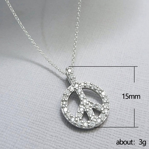 Collier pendentif en zircon avec signe de paix creux pour femmes, chaîne simple pour clavicule, bijoux tendance - Product Image 3