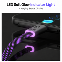 Câble USB-C vers USB-C plat SIKAI NEO en alliage 240W, PD 3.1, tressé, charge rapide, synchronisation 480 Mbps, LED, pour bureau, jeux, téléphone
