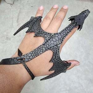 도매 코스프레 핸드 커프 팔찌 주얼리, 남성 및 여성을 위한 가죽 핸드 드래곤 팔찌 3D 프린팅 드래곤 가죽 손목 팔찌 - Product Image 3