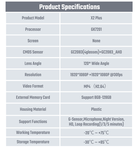 Boîte noire de <span class=keywords><strong>voiture</strong></span> à double objectif 1080P*2 avec vision nocturne, enregistrement en boucle et capteur G pour <span class=keywords><strong>voiture</strong></span>, compatible GoLook/WayCam - Product Image 6