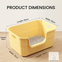 Bac à litière pour chat extra large de 50 cm, semi-fermé, avec barrière haute anti-éclaboussures, toilette pour chat de grande taille, en matériau PP, capacité de 65 L