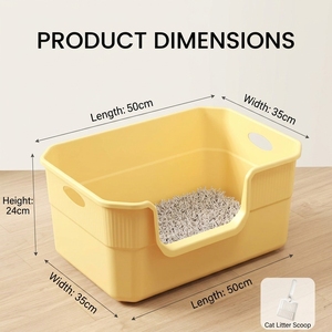 50cm Extra <b>Large</b> Bathtub Cat Litter <b>Box</b> Semi-Enclosed with High Guardrail Anti-Splash Open Top Cat Toilet for <b>Large</b> Cats - Product Image 3