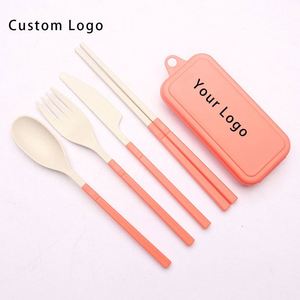 Foldable Wheat Straw Cutlery Set Eco-Friendly Travel Utensil Kit for Promotional Gifts - Product Image 6