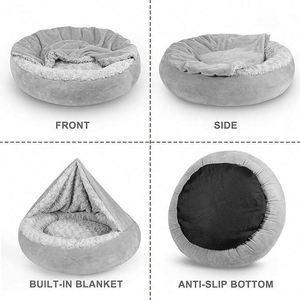 Free Sample Small <b>Dog</b> <b>Bed</b> Cat <b>Bed</b> with Hooded Blanket, Cozy Cuddler Luxury Puppy Pet <b>Bed</b>, Donut Round Calming <b>Dog</b> Burrow <b>Cave</b> - Product Image 5