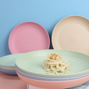 Plato Redondo de 23 cm, Color Sólido, Ecológico, de Paja de Trigo, para Servir Frutas en el Hogar, Juego de Vajilla - Product Image 1