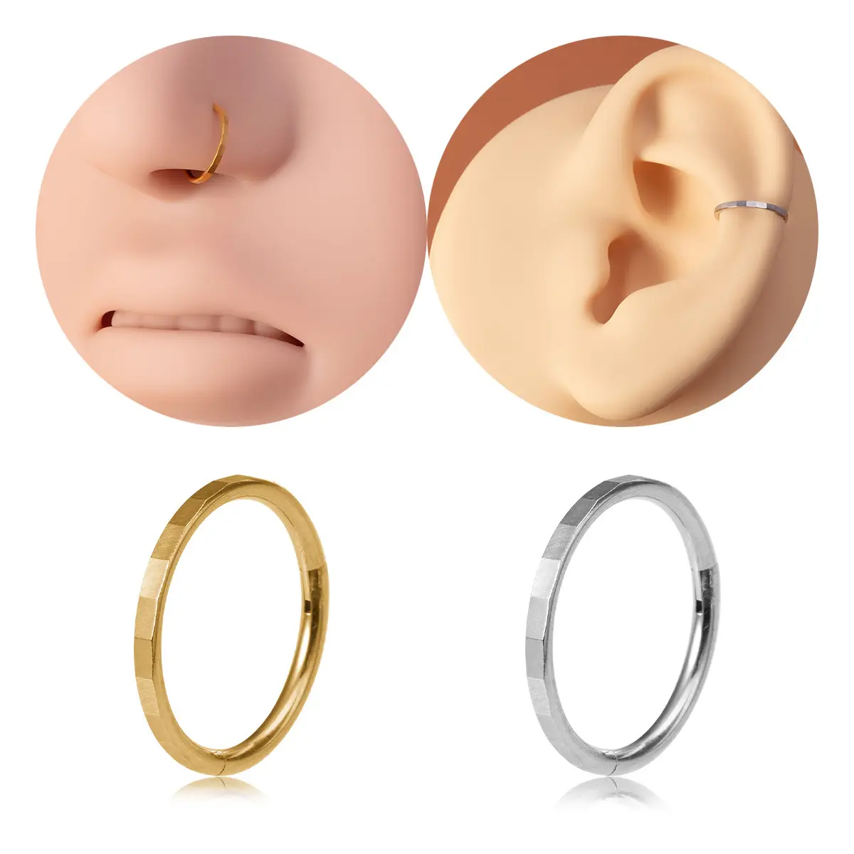 2401 joia piercing de nariz e anel de aço inoxidável padrão quadrado fechado moda legal simples novas orelhas