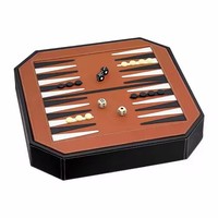 Jeu d'échecs de luxe en cuir personnalisé 2 en 1 avec plateau de backgammon multifonction