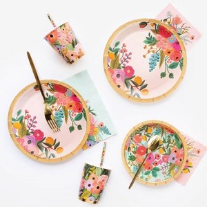 Platos y Vasos de Papel con Diseño Floral, Vajilla Personalizada, Artículos para Fiestas, Juego de Vajilla - Product Image 1