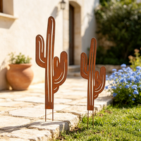Décoration de jardin vintage personnalisée en fer forgé en forme de cactus pour pelouse, allée et porche extérieurs