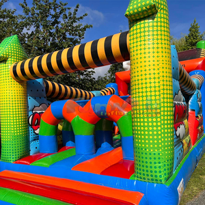 Parcours de obstáculos inflable comercial, castillo inflable combinado con diseño de cómic pop art, pista de obstáculos inflable para adultos - Product Image 5