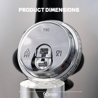 Couvercle jetable en plastique pour tasse à café, 90 mm, en PET transparent de qualité alimentaire, pour boisson froide, avec couvercle de consommation directe surélevé, vente en gros
