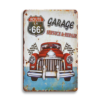 Plaque Métallique Rétro Hot Rod Garage Décoration Atelier de Réparation Automobile Classique Américaine pour Mur de Cave à Hommes