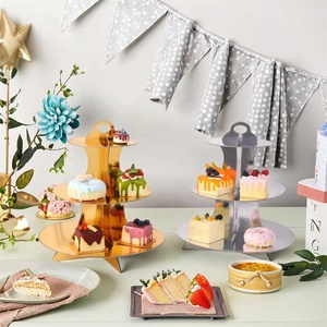 ที่ตั้งเค้กคัพเค้กคุณภาพสูงอุปกรณ์ตกแต่งวันเกิดสีโรสโกลด์สีชมพูอุปกรณ์ตกแต่งเค้กแต่งงานทรงกระบอก3ชั้นสีขาว - Product Image 2