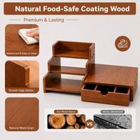 Organisateur de bar à café en bois tout-en-un, étagère de rangement à 3 niveaux, FSC personnalisé OEM pour la cuisine