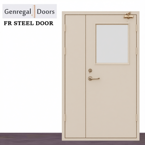 Puertas Cortafuego Tradicionales de Acero con Clasificación EN1634 de 120 Minutos, Puertas Dobles de Salida de Emergencia de Metal con Barra de Empuje y Cierrapuertas - Product Image 3