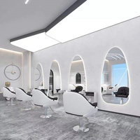 Miroir sans cadre à effet vague pour salon de coiffure, miroir LED mural pour permanente et coloration, miroir LED pour barbier