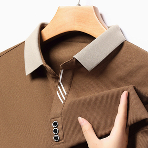 TONGYANG, otoño, nueva camiseta <span class=keywords><strong>Polo</strong></span> de <span class=keywords><strong>manga</strong></span> <span class=keywords><strong>larga</strong></span> para <span class=keywords><strong>hombre</strong></span>, Top elástico ajustado informal de negocios, Top básico de marca de Color sólido clásico a la moda - Product Image 2
