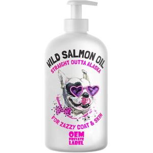 Wild Salmon Fish Oil <b>Liquid</b> EPA DHA Fatty Acids for Dog Skin & Coat Health High-Protein Fast Absorption - Product Image 1