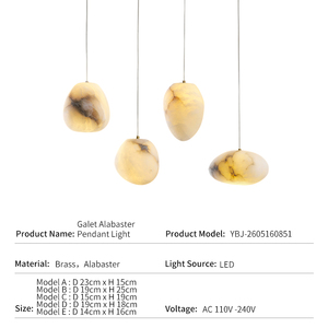 Lámpara Colgante LED de Alabastro, Estilo Wabi Sabi Nórdico, para Escaleras, Sala de Estar, Diseño Irregular, Lámpara Decorativa Ambiental - Product Image 4