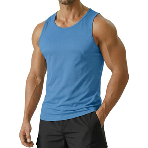 Camiseta sin Mangas para Hombre, Cuello Redondo, Tejida, de Secado Rápido, Deportiva, para Gimnasio, Informal, Azul, Superventas - Product Image 1