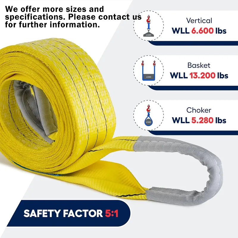 Cheap Price 150mm 180mm 6t 2m Doubl Ply Polyester Webbing Sling with Lifting Eyes Sf: 8: 1 Sf: 7: 1 Sf: 6: 1 Sf: 5: 1