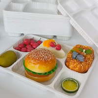 Assiettes en plastique jetables à six compartiments pour les repas scolaires, la restauration et les événements en plein air