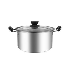 Casserole 22cm <span class=keywords><strong>en</strong></span> acier inoxydable 410 # avec poignée <span class=keywords><strong>en</strong></span> bakélite unique, couvercle <span class=keywords><strong>en</strong></span> <span class=keywords><strong>verre</strong></span> pour pot à induction applicable, matériau Inox 4.5L à bas prix - Product Image 2